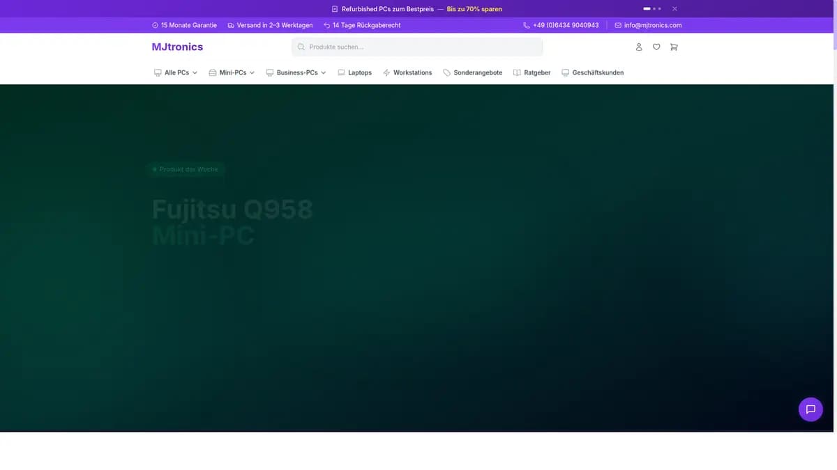 MJtronics Online-Shop — Live Screenshot